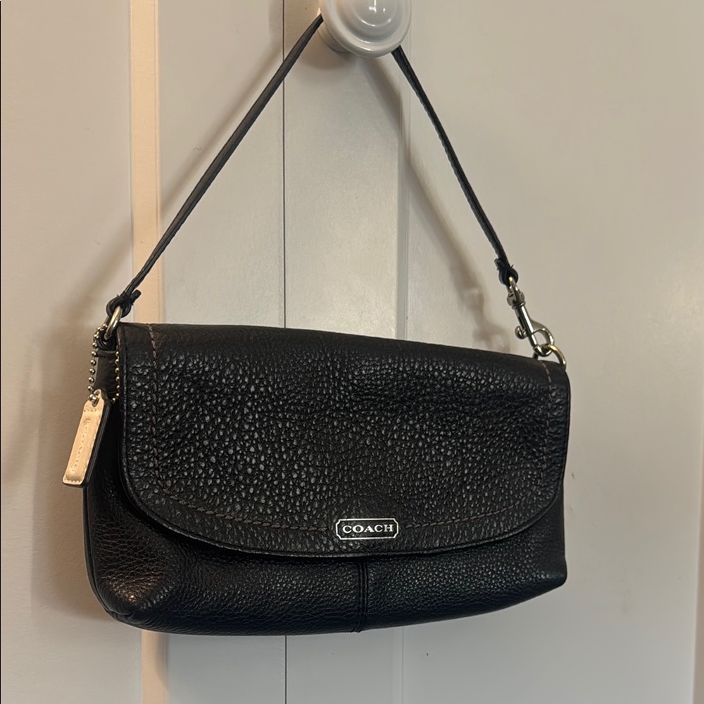 Coach Black Leather Wristlet Bag